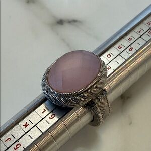 Judith Ripka Sterling silver ring with rose quartz stone, size 7